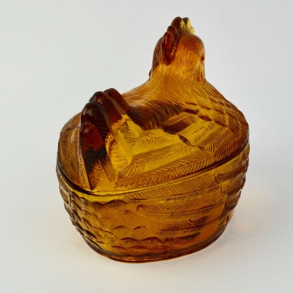 Hen on Nest HON Amber Brown Vintage Glass - Picture 3 of 6